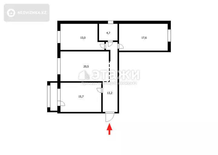 84.2 м², 3-комнатная квартира, этаж 5 из 9, 84 м², изображение - 1