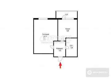 39.8 м², 1-комнатная квартира, этаж 1 из 5, 40 м², изображение - 9