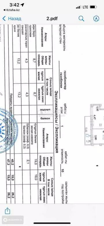 1-комнатная квартира, этаж 1 из 10, 47 м²