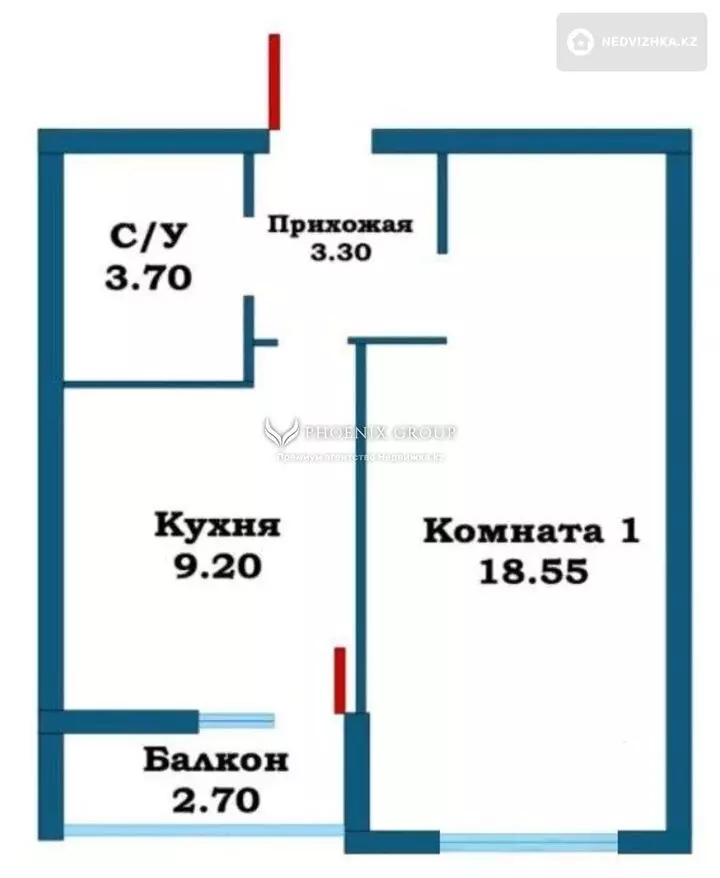 43 м², 1-комнатная квартира, этаж 1 из 13, 43 м², изображение - 1