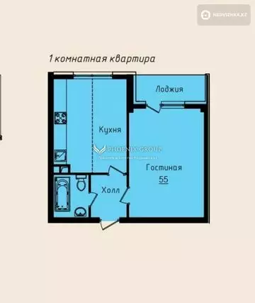 1-комнатная квартира, этаж 3 из 10, 48 м²