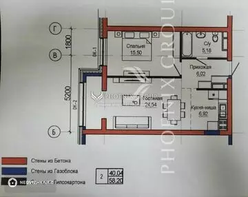 58.2 м², 2-комнатная квартира, этаж 6 из 6, 58 м², изображение - 6