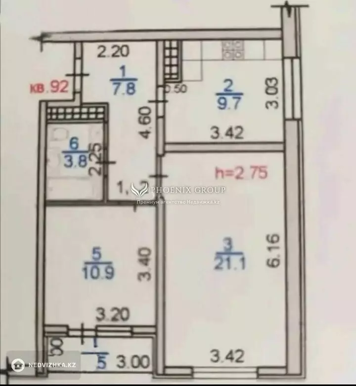 58 м², 2-комнатная квартира, этаж 4 из 12, 58 м², изображение - 1