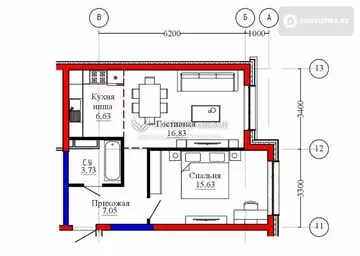 49.9 м², 1-комнатная квартира, этаж 6 из 7, 50 м², изображение - 4