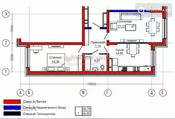 2-комнатная квартира, этаж 6 из 7, 67 м²