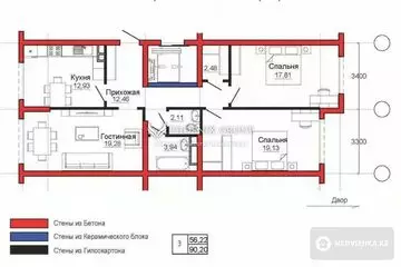 3-комнатная квартира, этаж 6 из 7, 90 м²