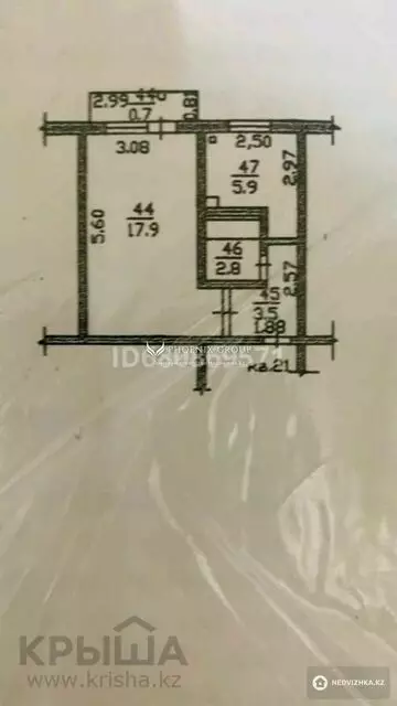 1-комнатная квартира, этаж 2 из 4, 32 м²