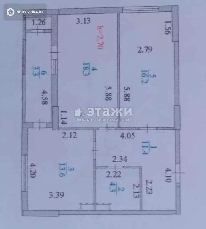 67.1 м², 2-комнатная квартира, этаж 16 из 21, 67 м², изображение - 1