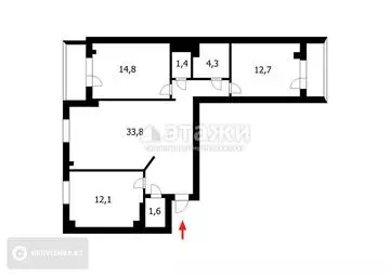 89.5 м², 3-комнатная квартира, этаж 5 из 9, 90 м², изображение - 14