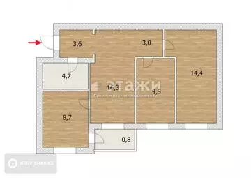 60 м², 3-комнатная квартира, этаж 4 из 5, 60 м², изображение - 10