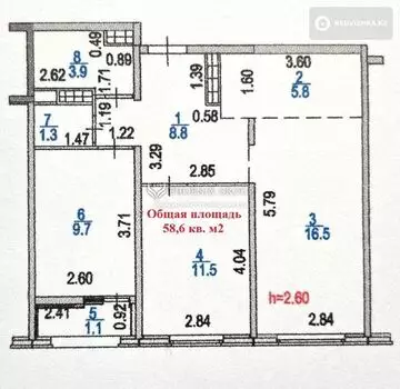 61 м², 2-комнатная квартира, этаж 4 из 9, 61 м², изображение - 7