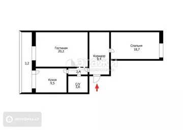 60 м², 2-комнатная квартира, этаж 2 из 9, 60 м², изображение - 7