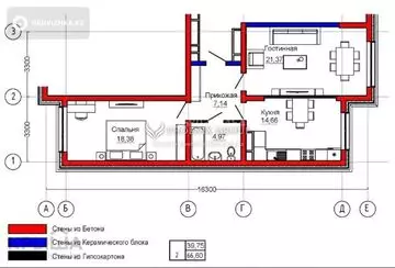 2-комнатная квартира, этаж 3 из 7, 67 м²