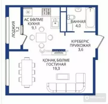 38.7 м², 1-комнатная квартира, этаж 5 из 12, 39 м², изображение - 5