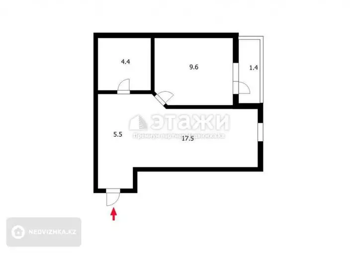 38 м², 1-комнатная квартира, этаж 6 из 13, 38 м², изображение - 1