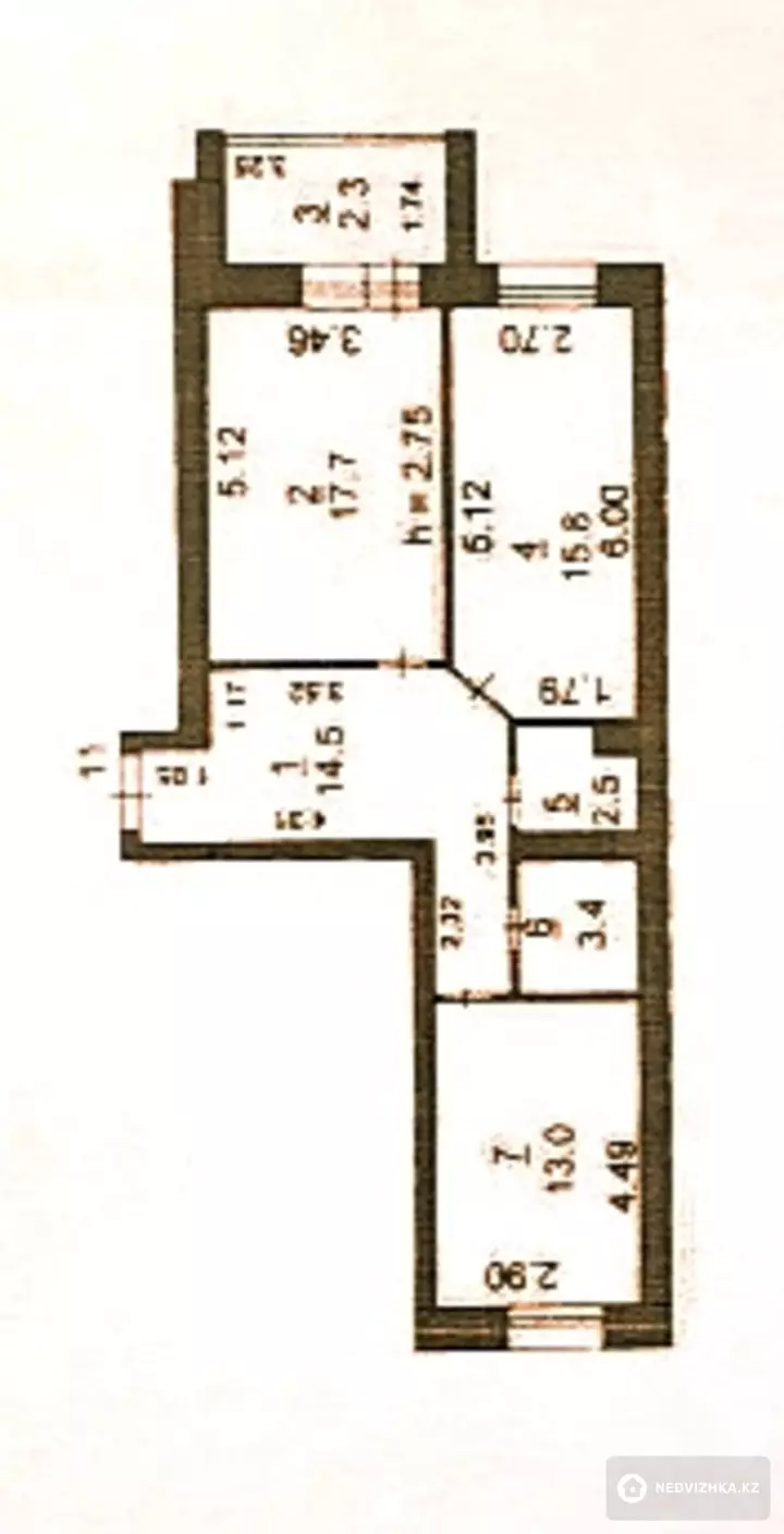 69.8 м², 2-комнатная квартира, этаж 2 из 6, 70 м², изображение - 1
