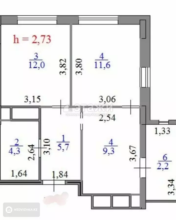 45.2 м², 2-комнатная квартира, этаж 4 из 9, 45 м², изображение - 1