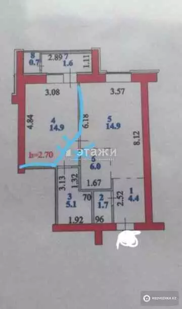 50 м², 2-комнатная квартира, этаж 5 из 9, 50 м², изображение - 18