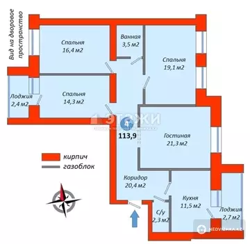 114 м², 4-комнатная квартира, этаж 8 из 8, 114 м², изображение - 54