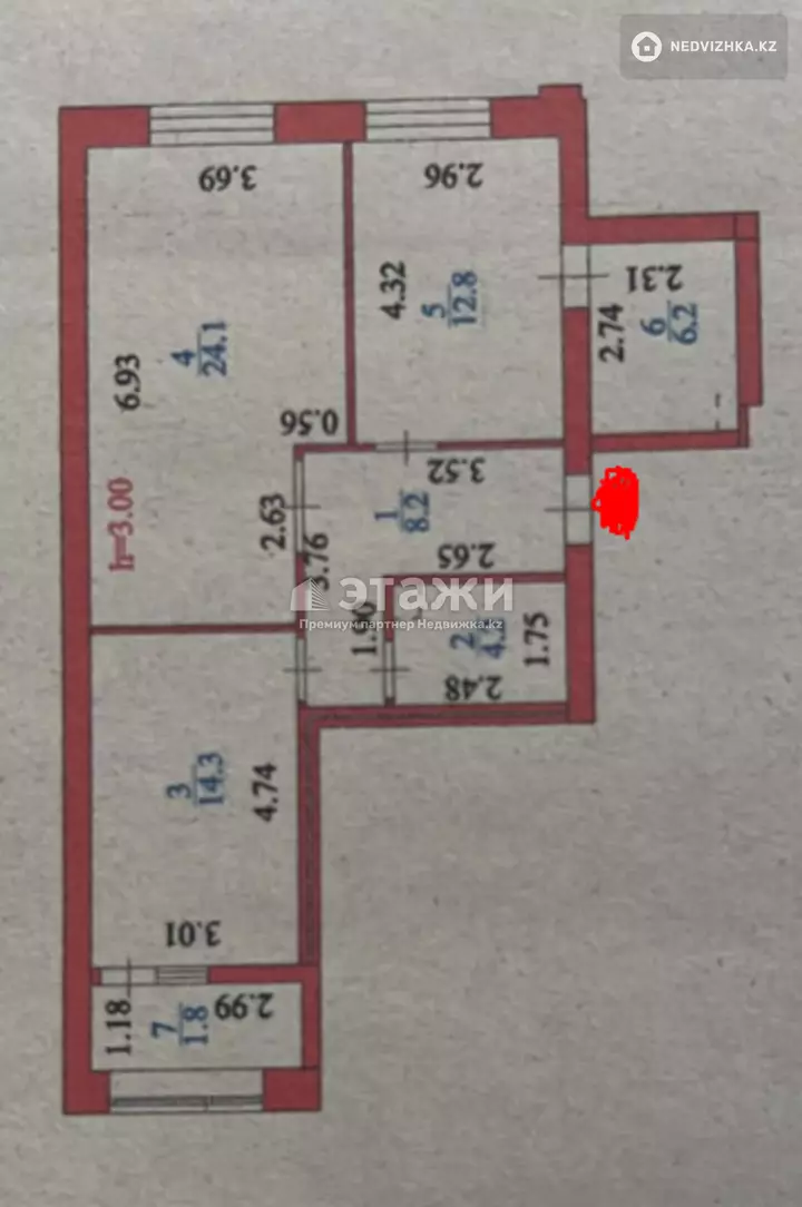 72 м², 2-комнатная квартира, этаж 4 из 9, 72 м², изображение - 1