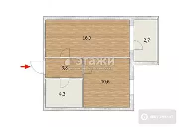 47 м², 1-комнатная квартира, этаж 14 из 14, 47 м², изображение - 7