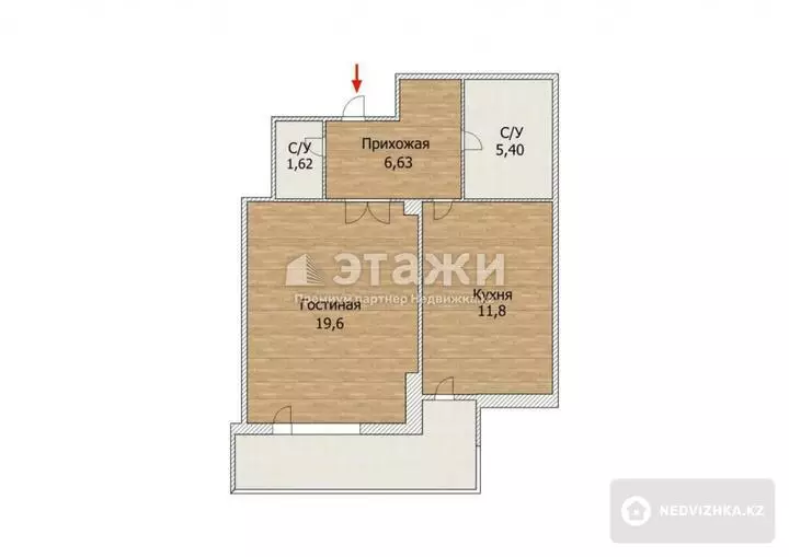 35 м², 1-комнатная квартира, этаж 6 из 9, 35 м², изображение - 1