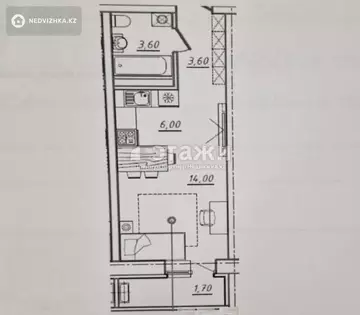 28.9 м², 1-комнатная квартира, этаж 5 из 6, 29 м², изображение - 3