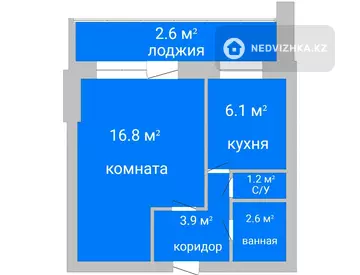 33.2 м², 1-комнатная квартира, этаж 1 из 9, 33 м², изображение - 0