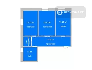 76.6 м², 2-комнатная квартира, этаж 1 из 3, 77 м², изображение - 0