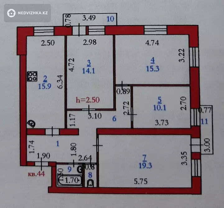 94.2 м², 4-комнатная квартира, этаж 5 из 5, 94 м², изображение - 1