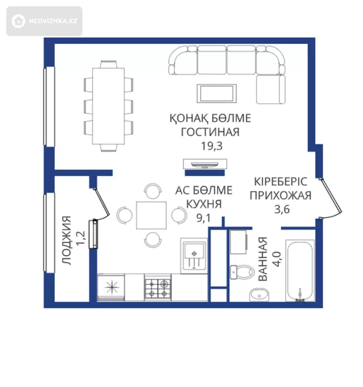 40 м², 1-комнатная квартира, этаж 8 из 12, 40 м², изображение - 1