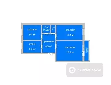 60.2 м², 3-комнатная квартира, этаж 4 из 6, 60 м², изображение - 0