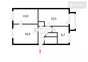 3-комнатная квартира, этаж 4 из 5, 60 м²