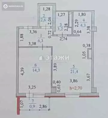 53 м², 2-комнатная квартира, этаж 11 из 12, 53 м², изображение - 7