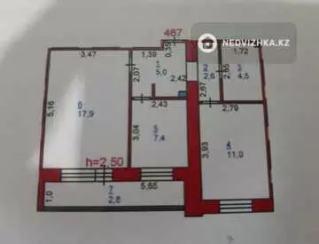 51.4 м², 2-комнатная квартира, этаж 9 из 9, 51 м², изображение - 1