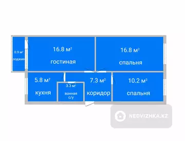 61.1 м², 3-комнатная квартира, этаж 3 из 5, 61 м², изображение - 0