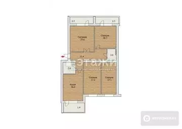 121.4 м², 4-комнатная квартира, этаж 3 из 13, 121 м², изображение - 13