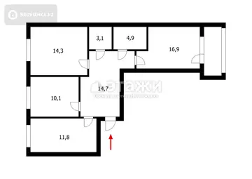 98 м², 3-комнатная квартира, этаж 6 из 10, 98 м², изображение - 23