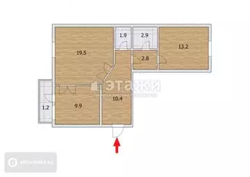 61.7 м², 2-комнатная квартира, этаж 7 из 11, 62 м², изображение - 10