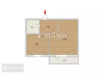 61.7 м², 2-комнатная квартира, этаж 7 из 11, 62 м², изображение - 11