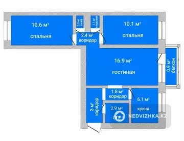 55.4 м², 3-комнатная квартира, этаж 2 из 5, 55 м², изображение - 0