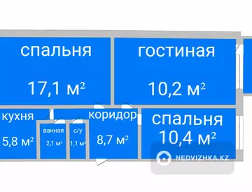 62.9 м², 3-комнатная квартира, этаж 5 из 5, 63 м², изображение - 0