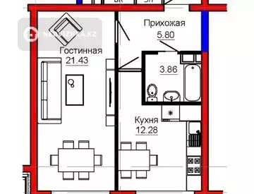 43.1 м², 1-комнатная квартира, этаж 2 из 7, 43 м², изображение - 8