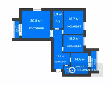 3-комнатная квартира, этаж 5 из 5, 111 м²