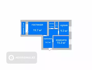 2-комнатная квартира, этаж 4 из 5, 65 м²