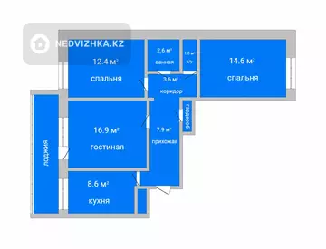 3-комнатная квартира, этаж 8 из 10, 69 м²