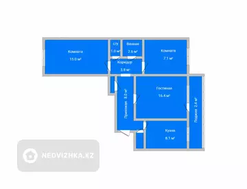 71.3 м², 3-комнатная квартира, этаж 3 из 9, 71 м², изображение - 0