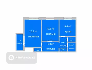 52 м², 2-комнатная квартира, этаж 9 из 9, 52 м², изображение - 0