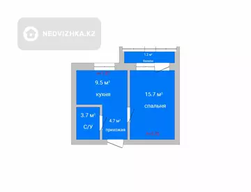 34.8 м², 1-комнатная квартира, этаж 6 из 6, 35 м², изображение - 0