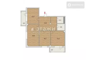 84 м², 3-комнатная квартира, этаж 11 из 12, 84 м², изображение - 10